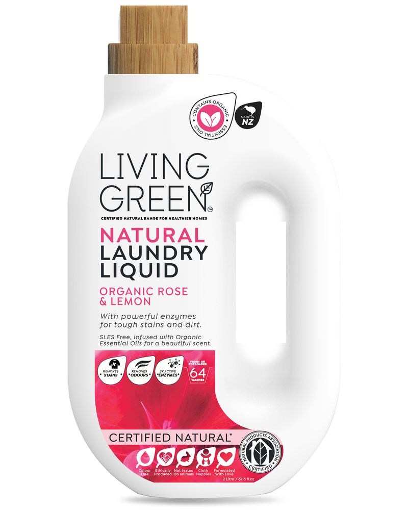 Living Green Certified Natural Laundry Liquid, Organic Rose & Lemon, 2L