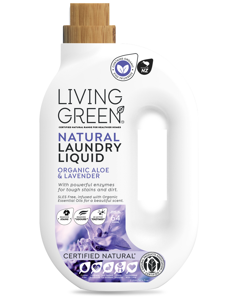 Living Green, Certified Natural Laundry Liquid, Organic Lavender and Aloe, 2L