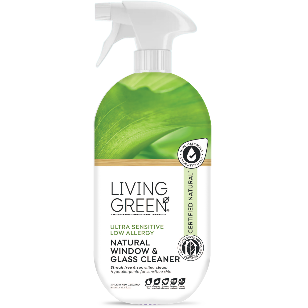 Glass and Surface Cleaner. Certified Natural Ultra Sensitive, Low Allergy.