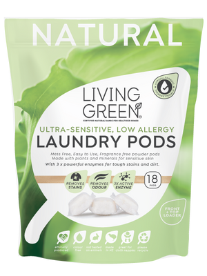 Living Green Laundry Pods, Ultra Sensitive, 18 Pack